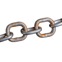 Rusty metal chain link with transparent background for design elements png