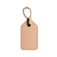 Leather Tag with String Loop on Transparent Background png