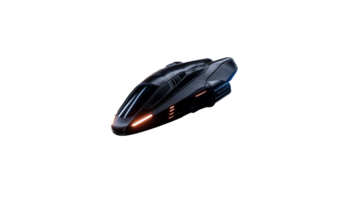 Futuristic spaceship design with sleek lines and glowing details on transparent background png