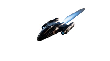 Futuristic spaceship design with glowing engines on transparent background png