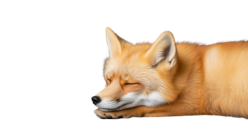 Fox resting peacefully with a transparent background, showcasing soft fur and serene expression png