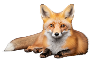 Realistic fox resting on ground with transparent background png