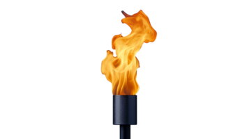 Torch flame blazing with vibrant colors on transparent background png