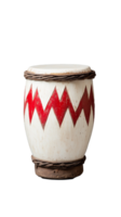 Traditional drum with red zigzag pattern on transparent background png