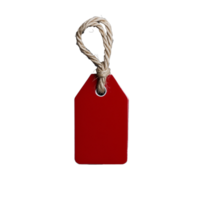 Red price tag with string on transparent background for retail use png