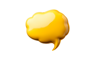 Yellow speech bubble icon with a glossy finish on a transparent background png