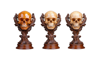 decorativo calaveras con intrincado bases en transparente antecedentes png