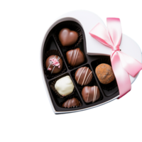 Assorted Chocolate Truffles in Heart-Shaped Box on Transparent Background png