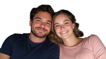 Smiling couple portrait with transparent background showcasing happiness and connection png