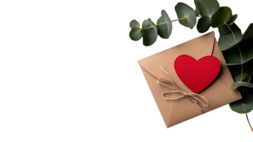 Heart-Shaped Felt Decoration on Craft Envelope with Transparent Background png