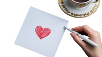 Hand Drawing a Heart on Paper with a Transparent Background png