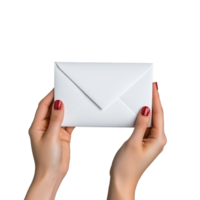 White Envelope Held by Hands on Transparent Background png