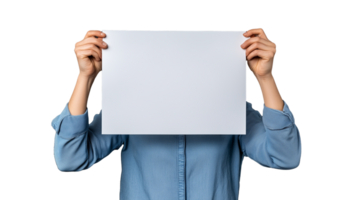 Person Holding Blank White Board with Transparent Background for Display png