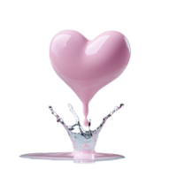Pink heart shape dripping with liquid on transparent background png