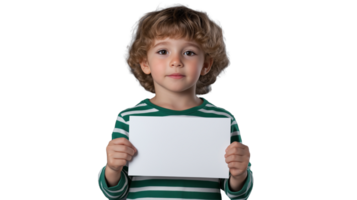 Child Holding Blank Sign on Transparent Background for Creative Use png