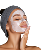 Facial mask application on serene woman with transparent background png