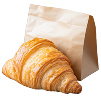 Freshly Baked Croissant with Brown Bag on Transparent Background png