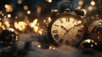 3D rendered countdown clock, striking holiday decorations and design. Christmas, New Year's Eve photo
