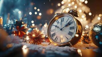 Intricate New Year's clock in 3D, dynamic lighting and detailed textures. Christmas, New Year's Eve photo