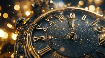 Hyper-realistic countdown clock, detailed New Year's Eve anticipation. Christmas, New Year's Eve photo