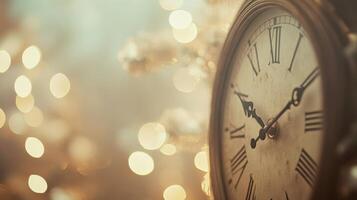 Countdown clock with ethereal glow, fine art New Year celebration. Christmas, New Year's Eve photo