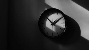 Monochromatic New Year clock with deep shadows, classic festive design. Christmas, New Year's Eve photo