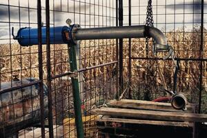Irrigation Valve in a corn field in HDR Detail photo