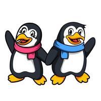 A pair of cute cartoon penguins vector