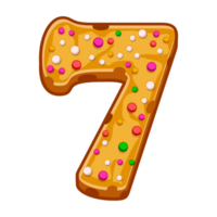 Slot symbol 7 like biscuit cookie. Gingerbread number 7, Christmas cookies Seven. Birthday number png