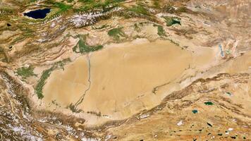 8K Desert Xinjiang of China Map, High Resolution Satellite View With No Border, Widescreen 4K Resolution photo
