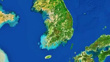 8K South Korea Map, High Resolution Satellite View With No Border, Widescreen 4K Resolution photo