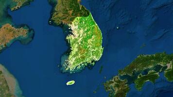 4K South Korea Territory Map in Asia, High Resolution Satellite View, Widescreen 4K Resolution photo