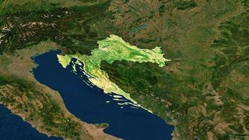 4K Croatia Territory Map in Europe, High Resolution Satellite View, Widescreen 4K Resolution photo