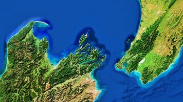 4K Cook Strait of New Zealand Map, High Resolution Satellite View With No Border, Widescreen 4K Resolution photo