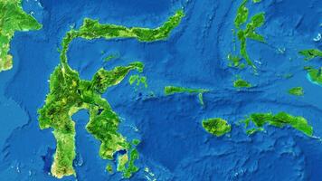 4K Sulawesi and Maluku Island Map Of Indonesia, High Resolution Satellite View With No Border, Widescreen 4K Resolution photo