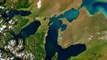 4K Magellan Strait of South America Map, High Resolution Satellite View With No Border, Widescreen 4K Resolution photo