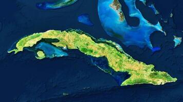 4K Cuba Territory Map in Caribbean Sea, High Resolution Satellite View, Widescreen 4K Resolution photo