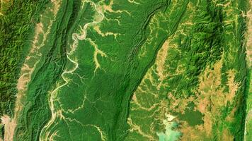 4K Thaphanzeik Reservoir in Myanmar Map, High Resolution Satellite View With No Border, Widescreen 4K Resolution photo