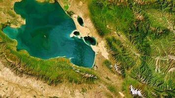 4K Qinghai Lake of China Map, High Resolution Satellite View With No Border, Widescreen 4K Resolution photo