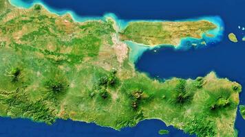 4K East Java Province Map Of Indonesia, High Resolution Satellite View With No Border, Widescreen 4K Resolution photo