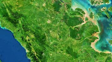 4K Riau and West Sumatera Map Of Indonesia, High Resolution Satellite View With No Border, Widescreen 4K Resolution photo