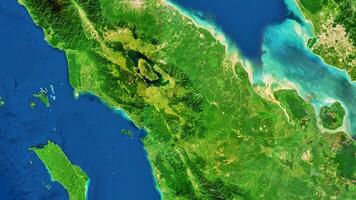 4K North Sumatera Map Of Indonesia, High Resolution Satellite View With No Border, Widescreen 4K Resolution photo