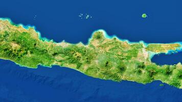 8K Java Island Map Of Indonesia, High Resolution Satellite View With No Border, Widescreen 4K Resolution photo