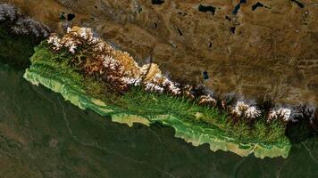 4K Nepal Territory Map in Asia, High Resolution Satellite View, Widescreen 4K Resolution photo