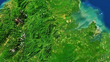 4K Sandakan of Malaysia Map, High Resolution Satellite View With No Border, Widescreen 4K Resolution photo