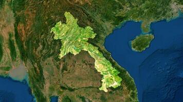 4K Laos Territory Map in Asia, High Resolution Satellite View, Widescreen 4K Resolution photo