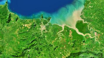 4K Kuching of Malaysia Map, High Resolution Satellite View With No Border, Widescreen 4K Resolution photo