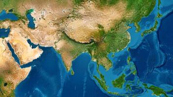 8K Asia Continent Map, High Resolution Satellite View With No Border, Widescreen 8K Resolution photo