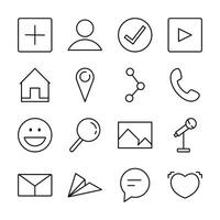 Line Art Icon Set of Communication Message Information Digital Network Business vector