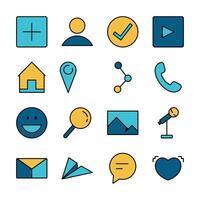 Filled Line Art Icon Set of Communication Message Information Digital Network Business vector